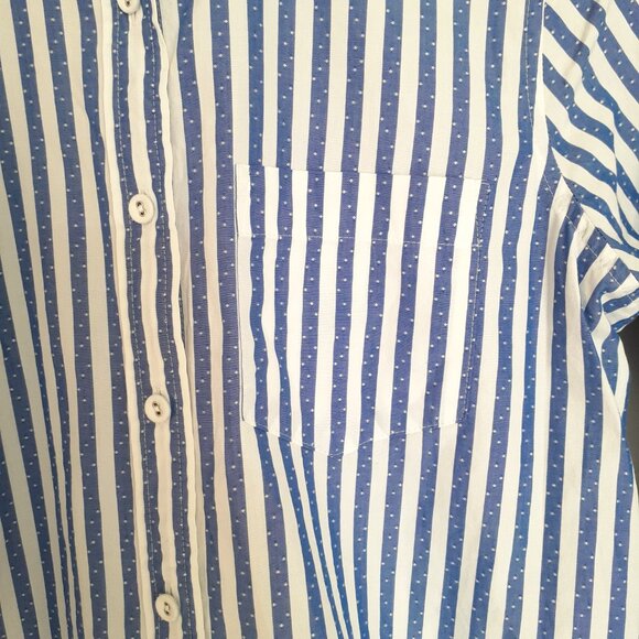 J. Crew Striped & Dot Long Sleeve Button Up Boy Fit Shirt Blue White Size 2 - Picture 5 of 12